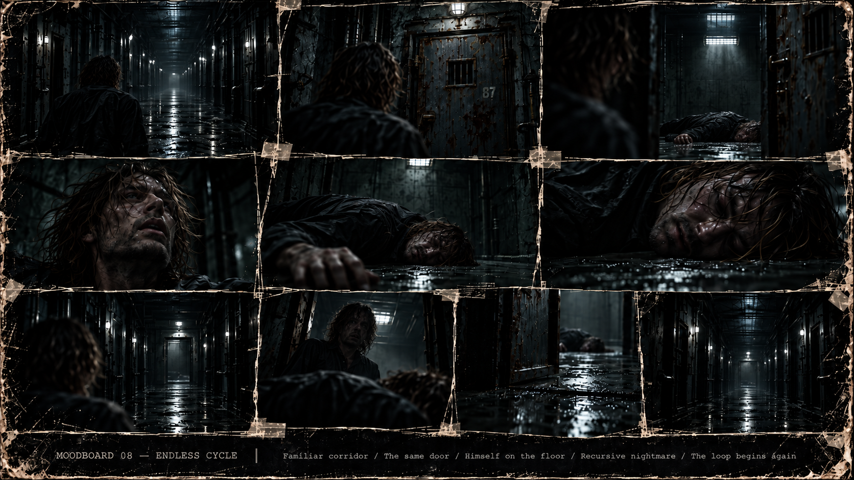 The protagonist returning to the cell where he first awoke