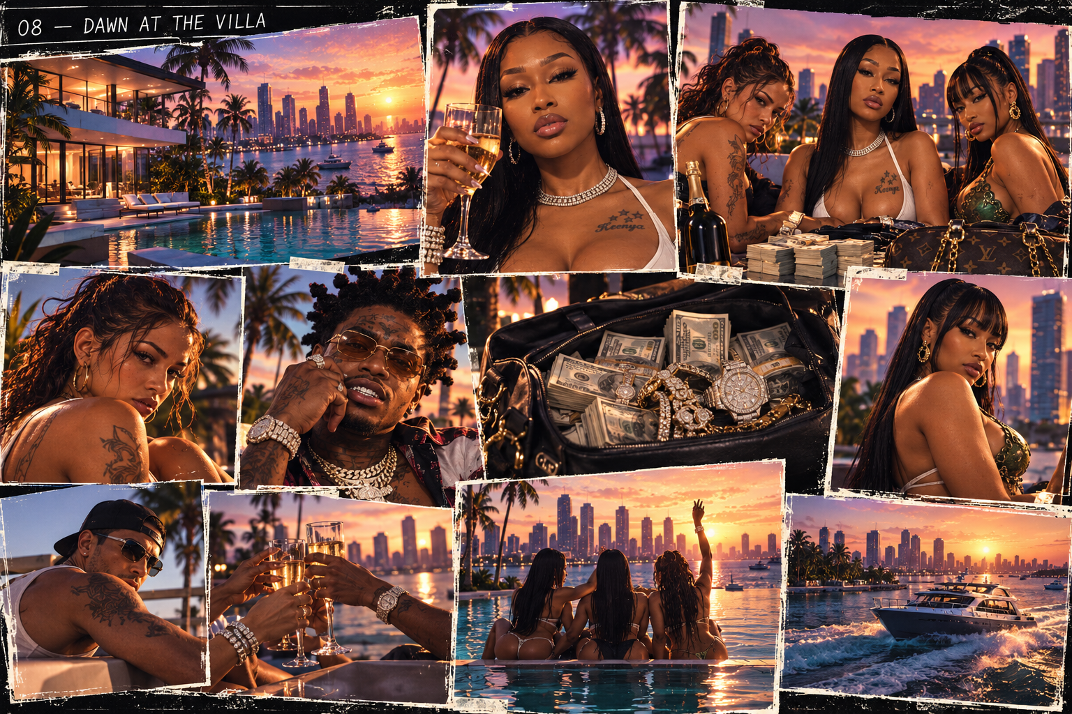 Yung Miami and her trusted inner circle arrive at a waterfront villa at dawn